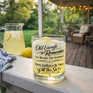Funny Gen-X Nostalgia Whiskey Glass 16oz Double Old Fashioned Humor Gift